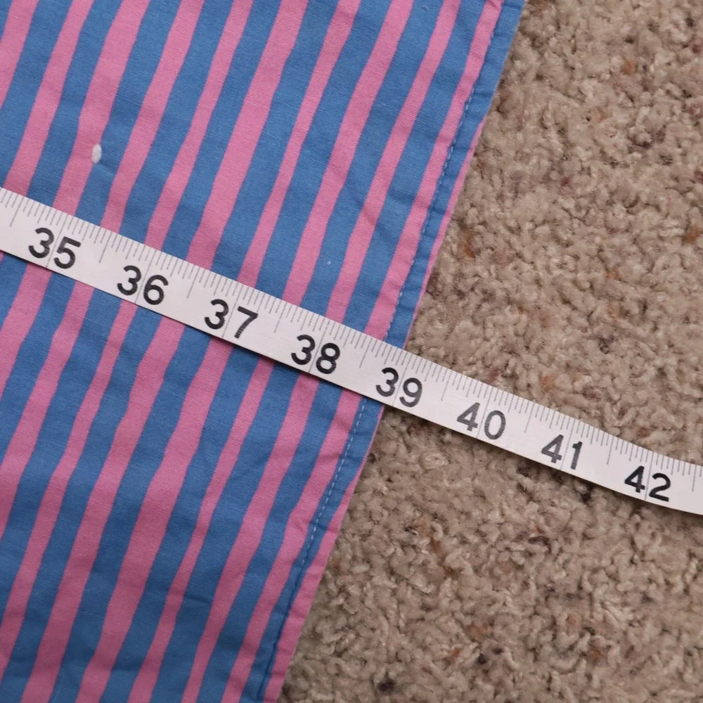 Handmade Patchwork Teddy Bear Baby Quilt Blue Pink Striped 43x38‎ Unfinished